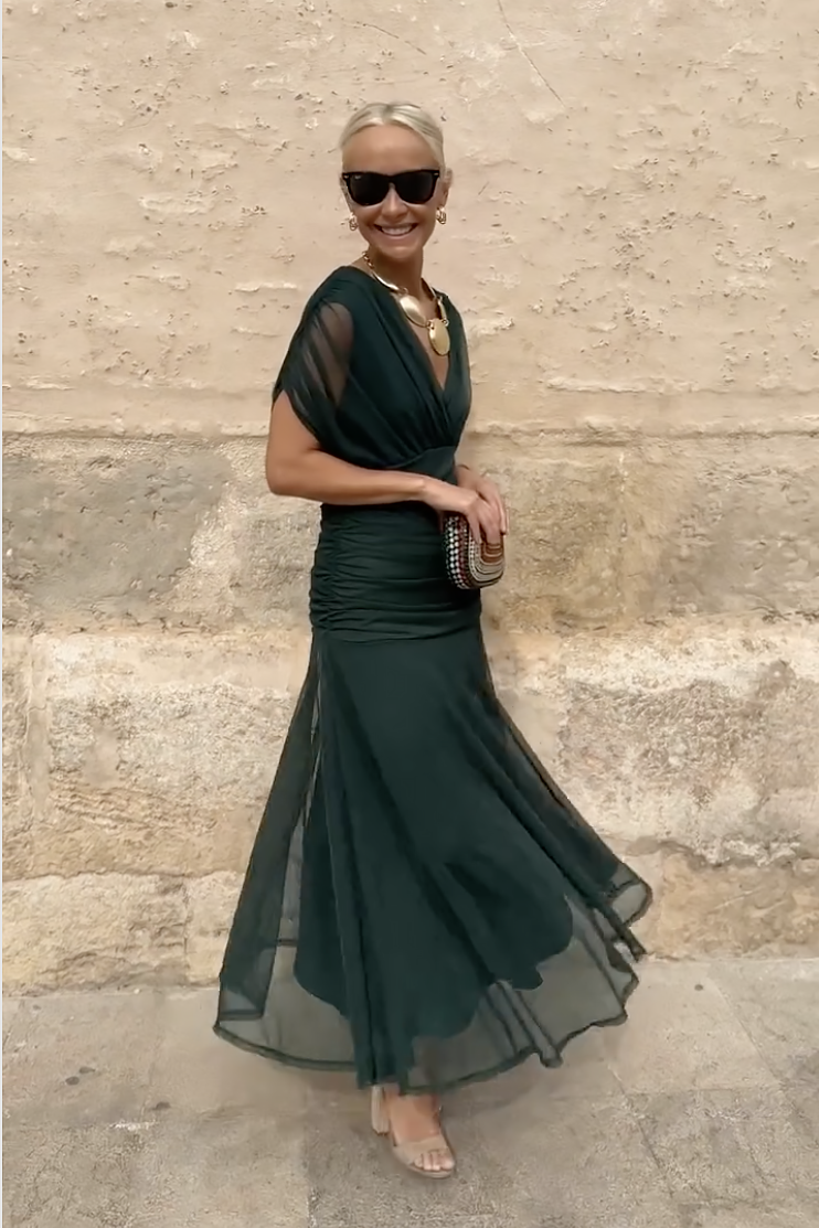 Catarina | Elegante maxi-jurk met V-hals en bloemenprint voor feestjes