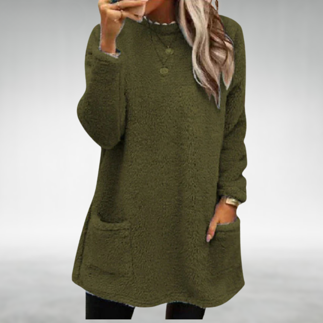Nora | Fleece trui met zakken