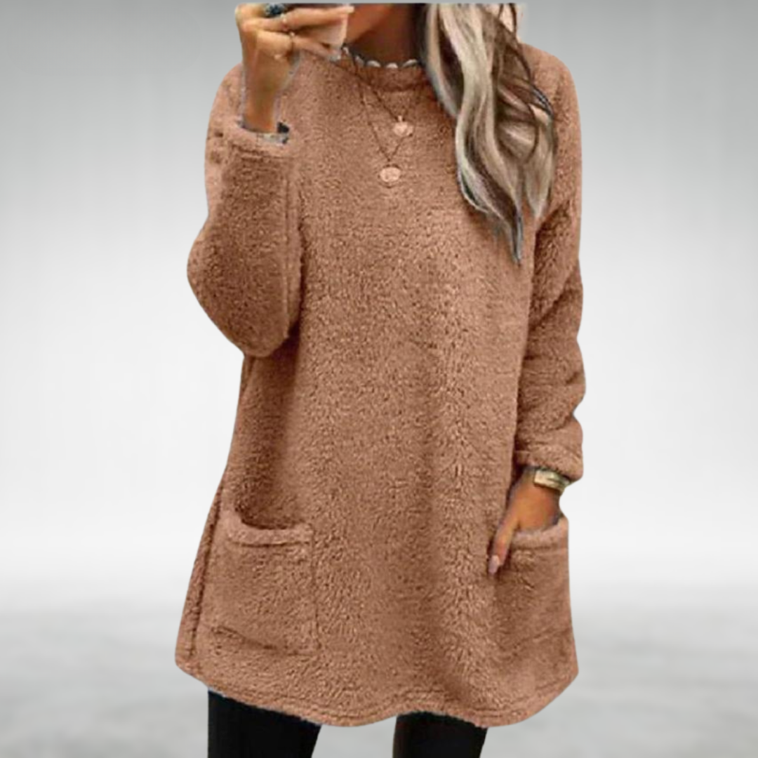 Nora | Fleece trui met zakken