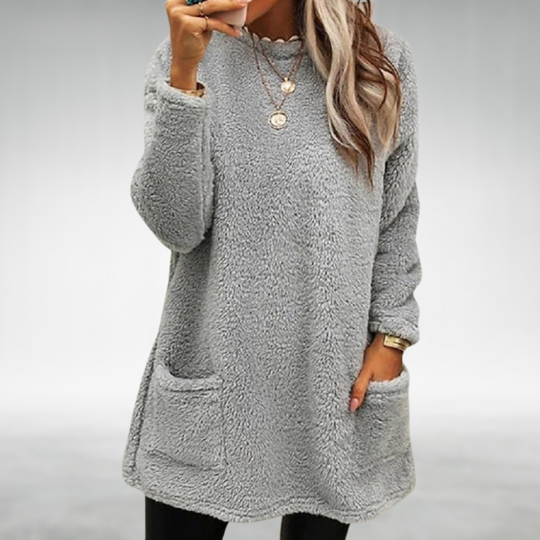 Nora | Fleece trui met zakken