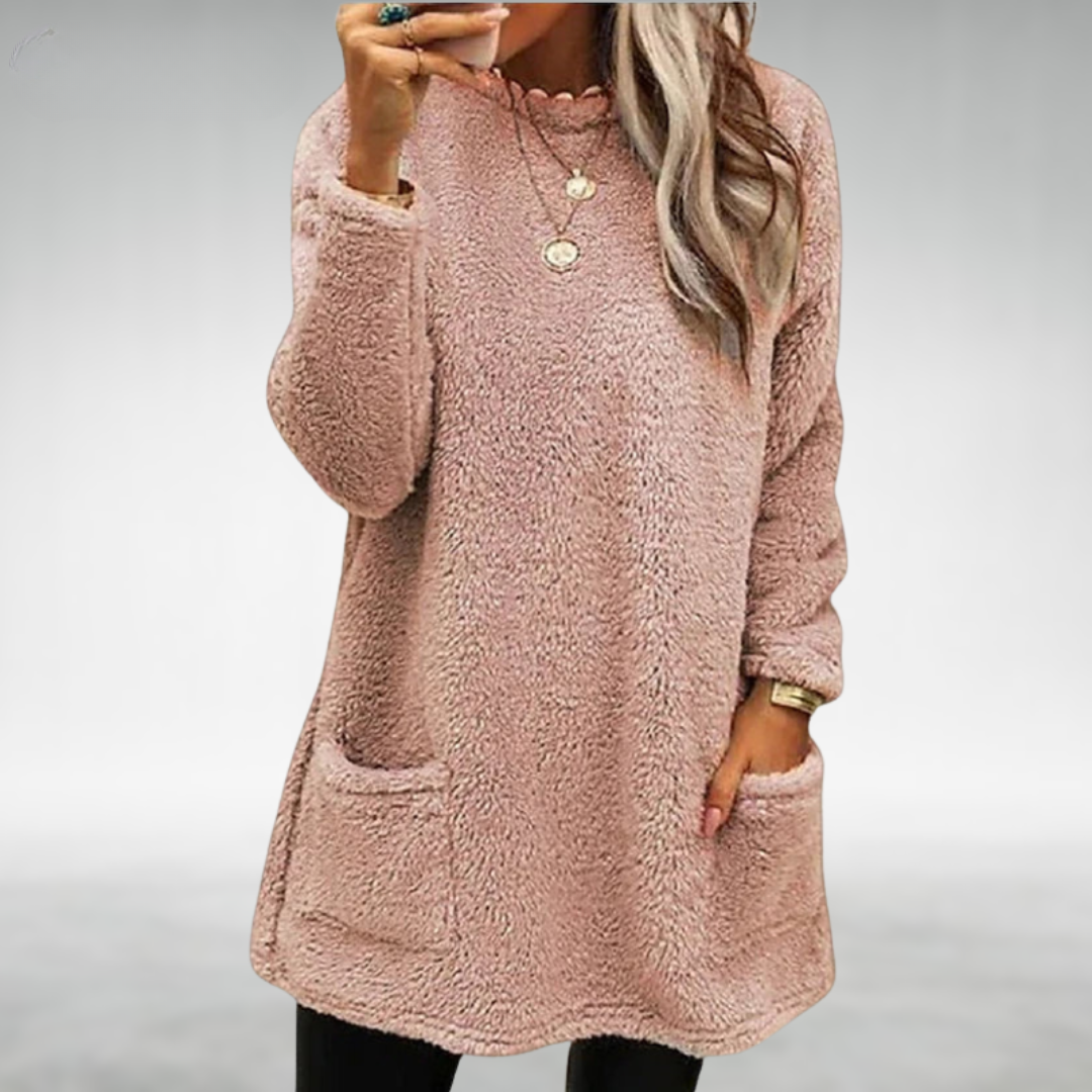 Nora | Fleece trui met zakken