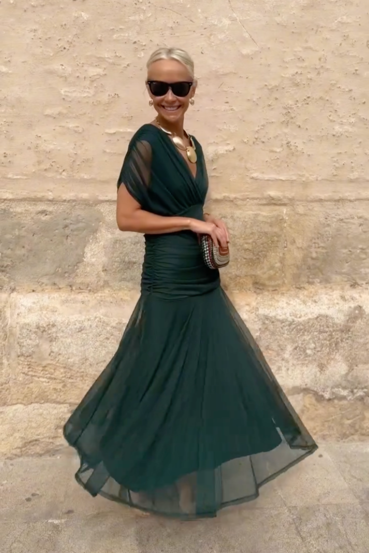 Catarina | Elegante maxi-jurk met V-hals en bloemenprint voor feestjes