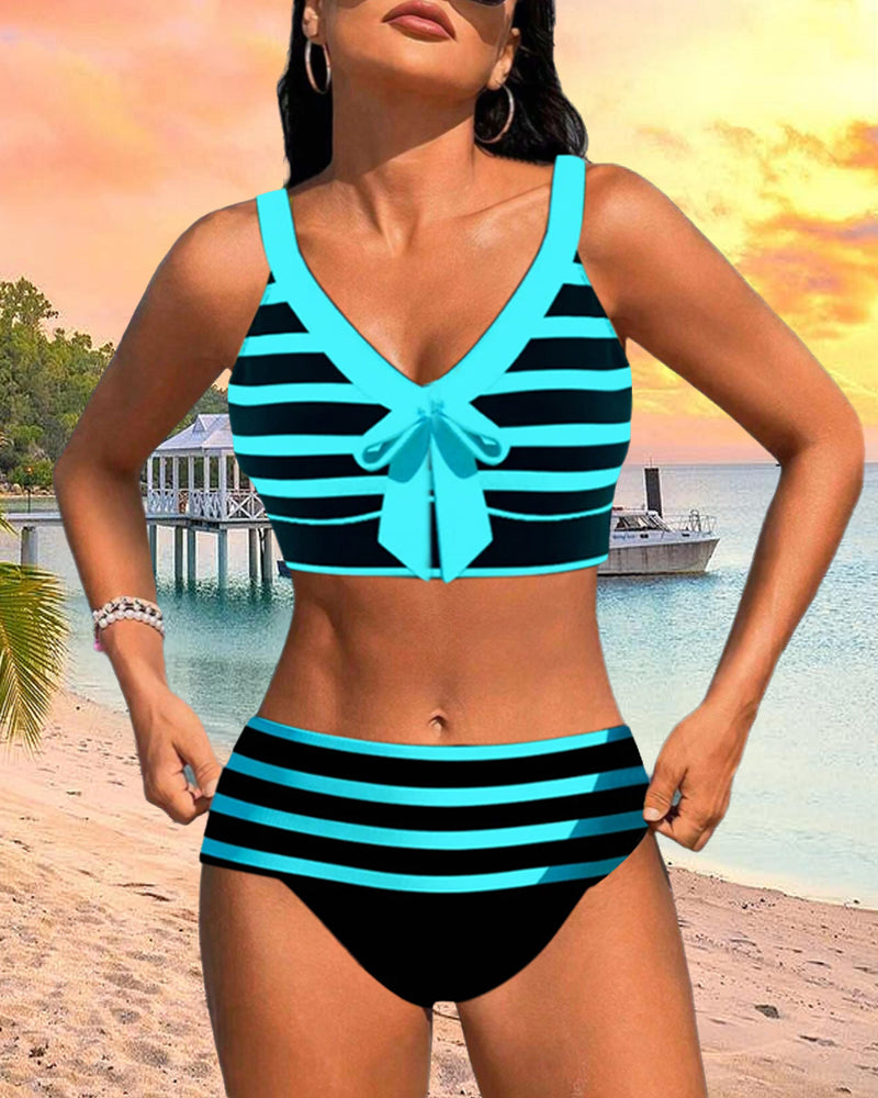 Eva | Gestreepte bikini met hoge taille
