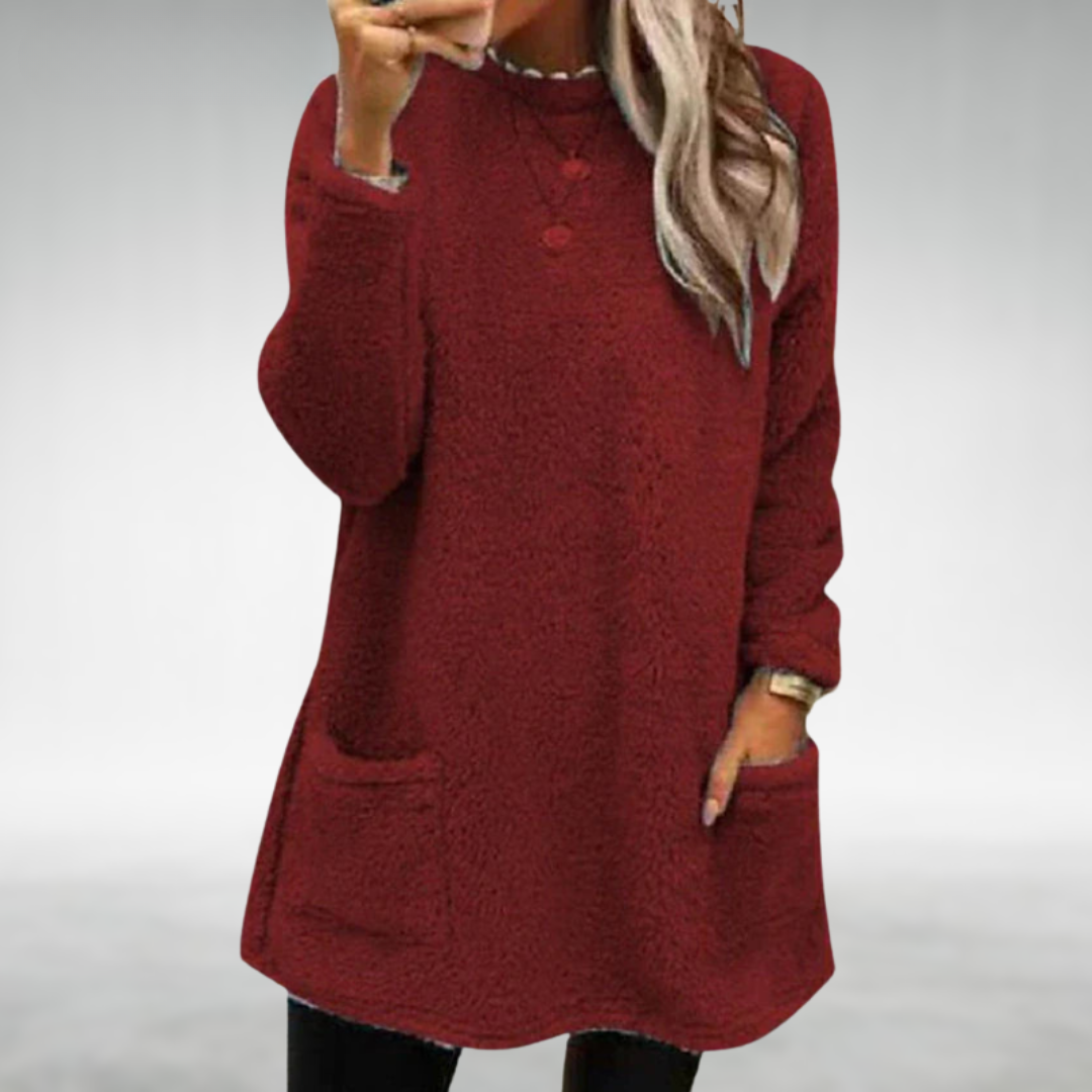 Nora | Fleece trui met zakken