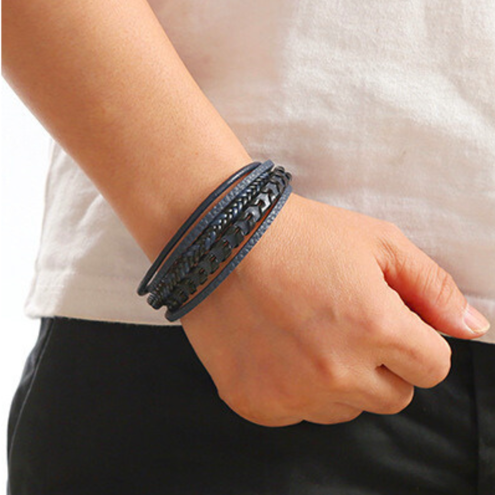 Ragnar Band | Leren Gevlochten Viking Armband