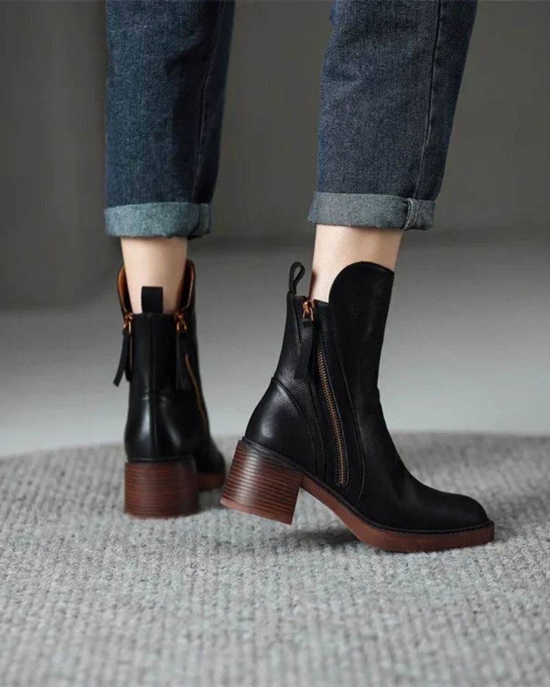 Nouvelle | Casual Leren Enkellaarzen